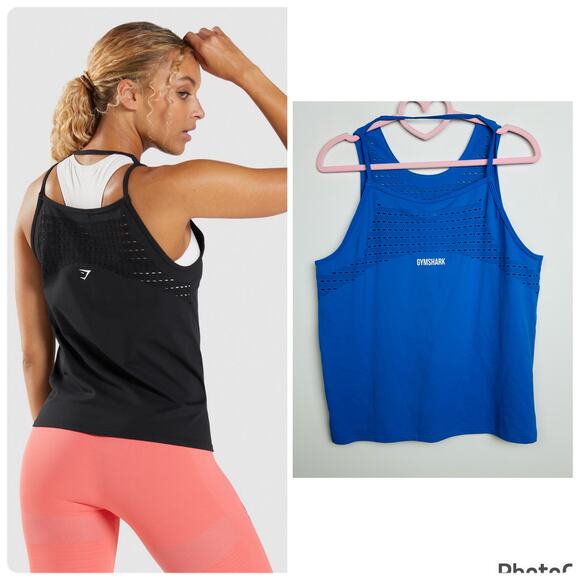 Gymshark NWOT Blue ENERGY SEAMLESS LOOSE TANK Size Medium - Picture 2 of 9